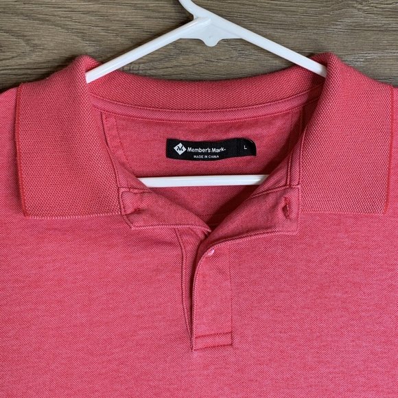 Members Mark Polo Golf Mens Large Coral Cotton Polyester blend 2 Button Pullover - Picture 5 of 9